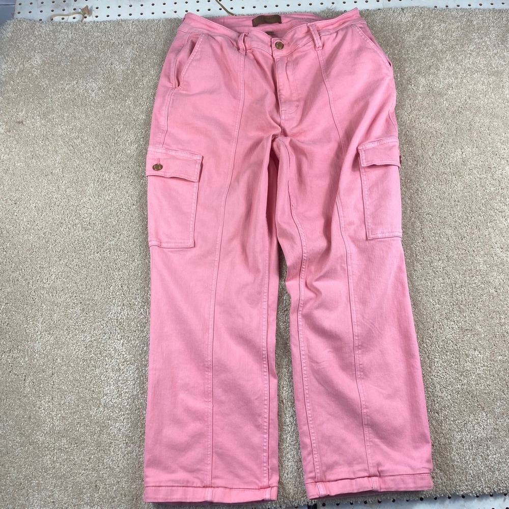 Judy Blue Pink Cargo Pants Womens 16W High Rise Straight Leg JB88837 C-CO
